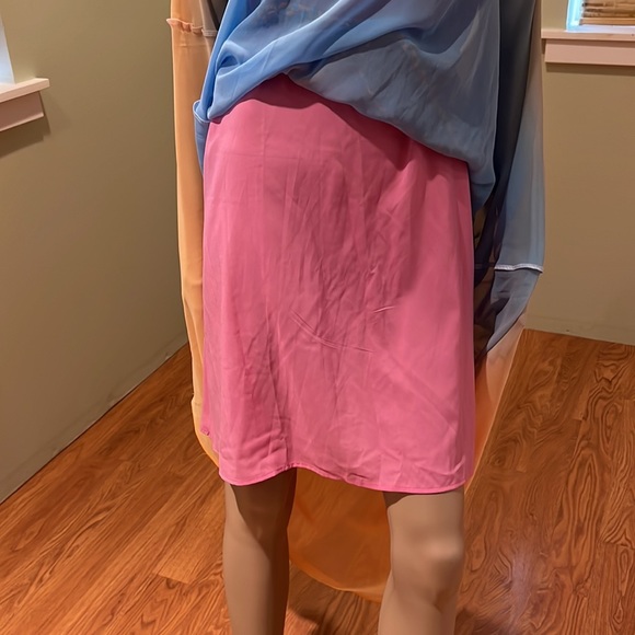 Akira Sheer Dress With Handkerchief Hem And Midi Dress Slip Bright Colors XL - Picture 8 of 10